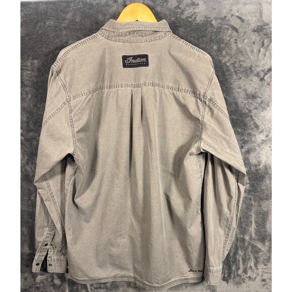 Indian Motorcycles Casual Long Sleeve Button Down Work Shirt Men’s Large Gray - Picture 2 of 8